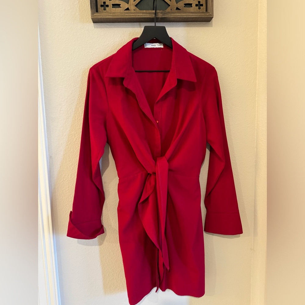 Mango crimson red front tie dress!